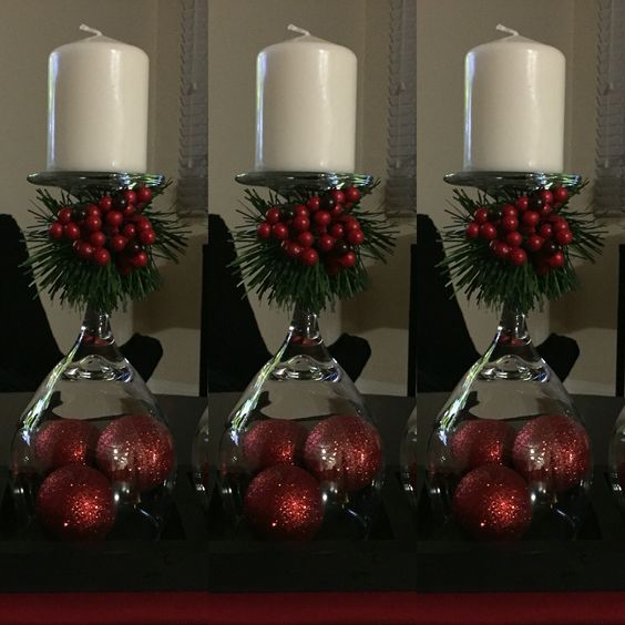 Wine Glass Christmas Centerpiece