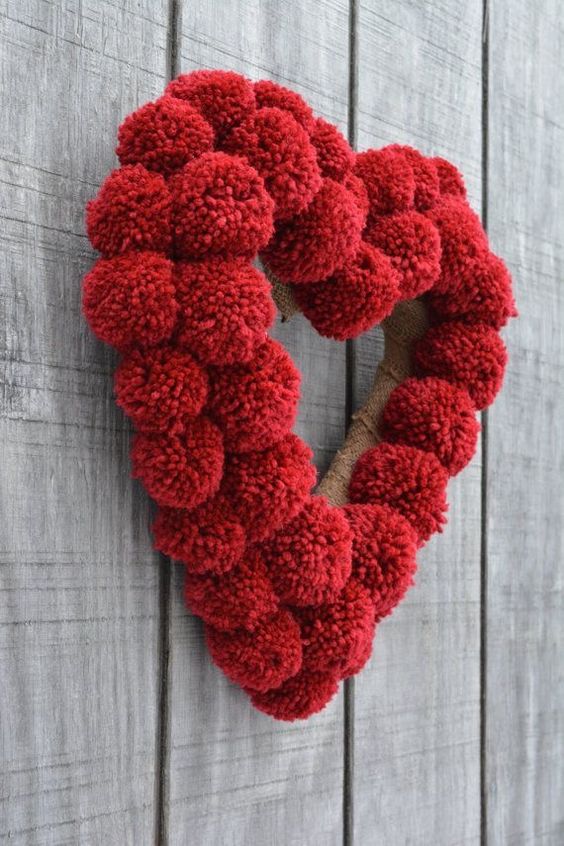 Get ready for Cupid's favorite day with these awesome Valentines Decorating Ideas - Pom Pom Wreaths #Valentines