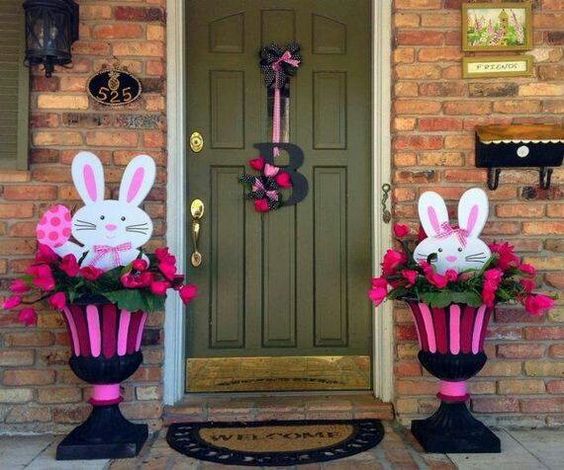 Easter Porch Decor - Bunny Planters