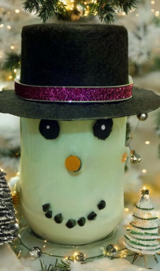DIY Pickle Jar Snowman