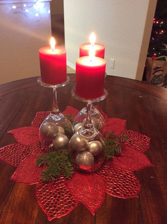 Christmas Wine Glass Centerpiece