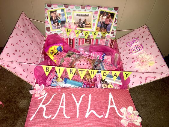Best friend birthday care package pop up box