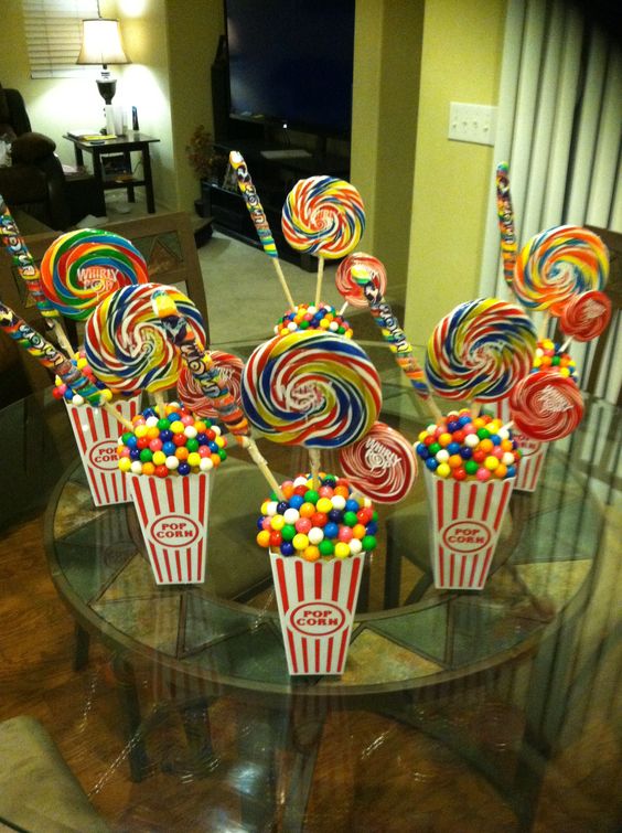 Circus Centerpiece - use a combination of tacky glue & large glue dots to hold the gumballs in place.