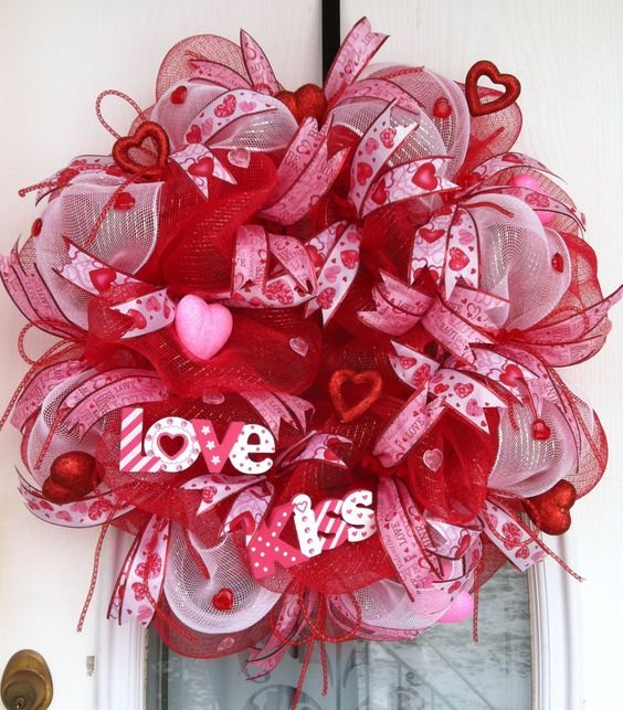 Valentine's Deco Mesh Wreath