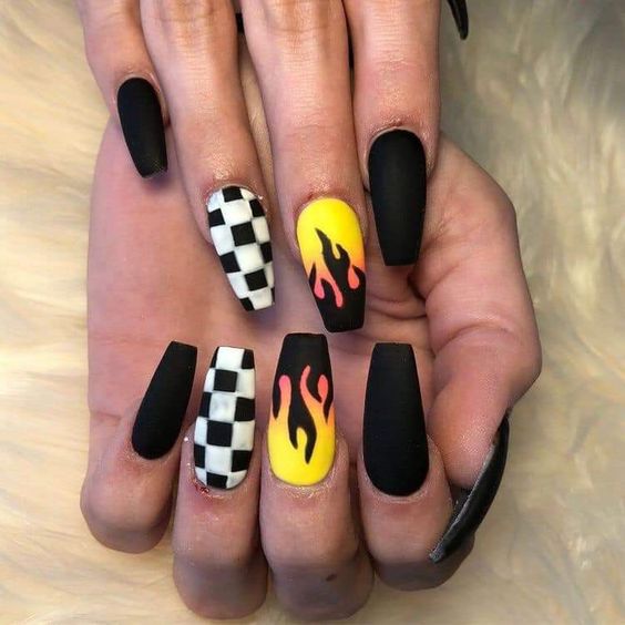 Flame Coffin Nails #nailsofinstagram