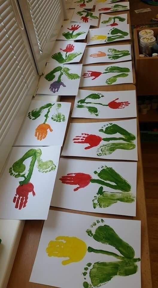 Hand Print Spring Crafts for Kids